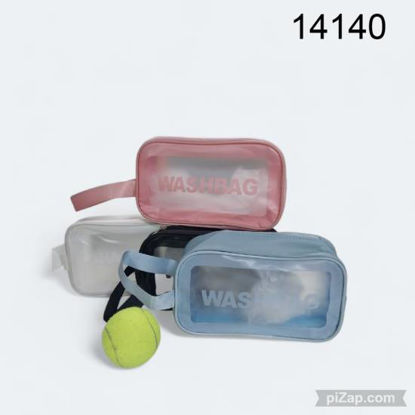 Imagen de PORTA COSMETICO TRANSPARENTE 20X12X7CM ROSA/BLANCO/CELESTE/NEGRO 10.25